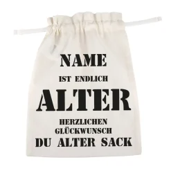 Geschenksack mit Namen und Alter für einen alten Sack