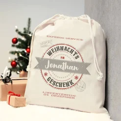 Geschenksack vom Weihnachts-Express mit Ihrem Namen bedruckt, 40 x 50 cm