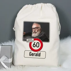 Geschenksack zum Geburtstag personalisiert mit Foto, Name & Alter | Verkehrszeichen Motiv