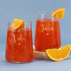 Geschenkset für Freundinnen mit Glitter Spritz oder Campari und zwei Gläsern