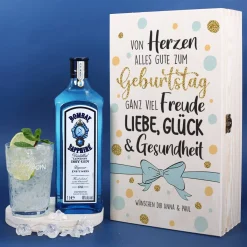 Geschenkset - Gin - zum Geburtstag mit graviertem Glas