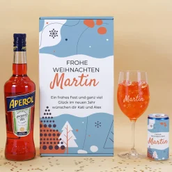 Geschenkset mit Aperol zu Weihnachten mit Ihrem Wunschnamen und Text