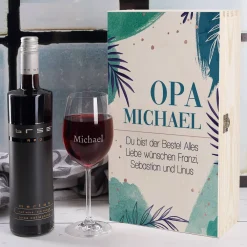 Geschenkset mit BREE Wein und Glas für den besten Opa