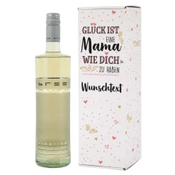 Geschenkset zum Muttertag mit BREE Weinflasche und Verpackung - mit Wunschtext
