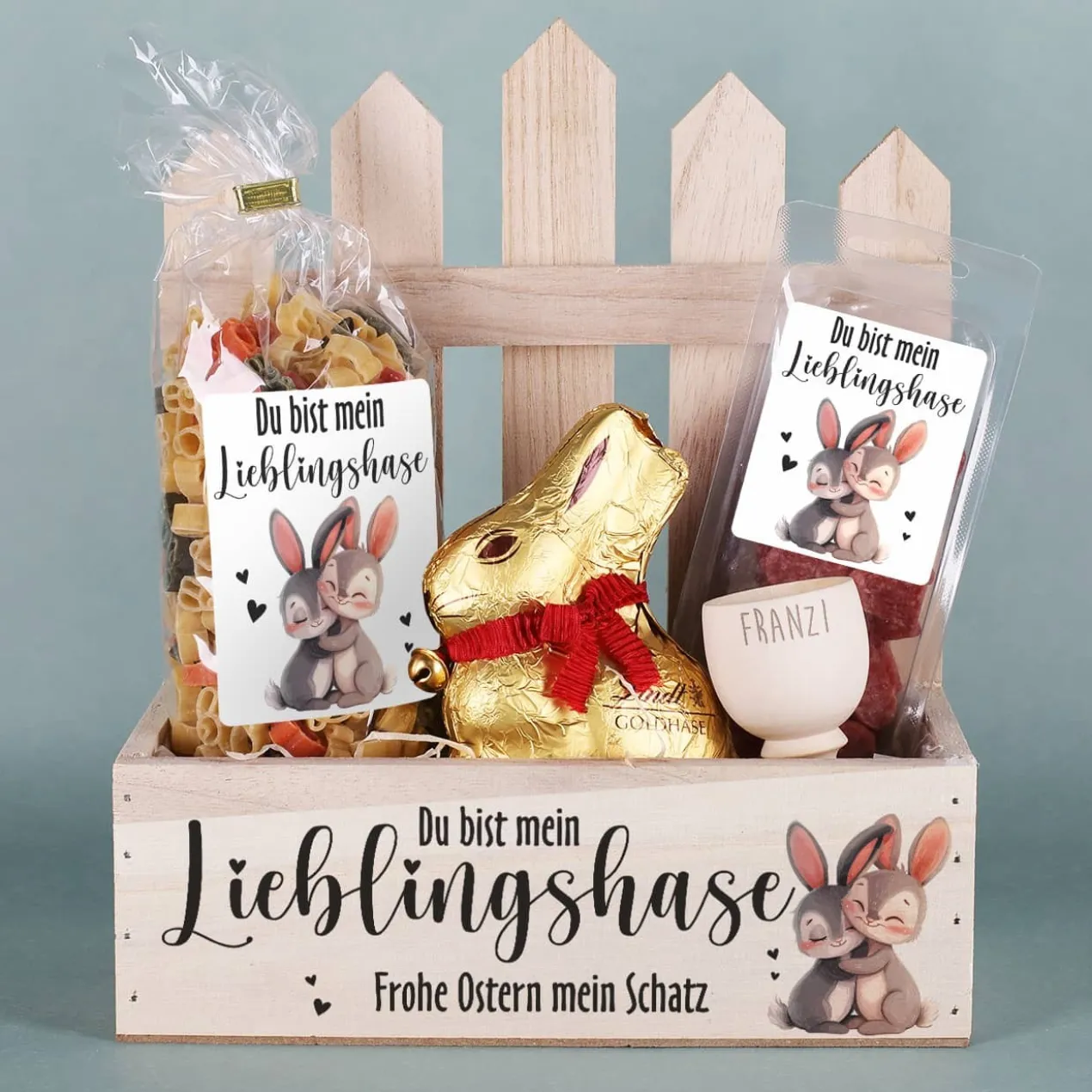 Geschenkset zu Ostern - Du bist mein Lieblingshase - mit leckerem Inhalt