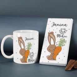 Geschenkset zu Ostern - Ich mag dich volle Möhre - mit Tasse und Schokolade