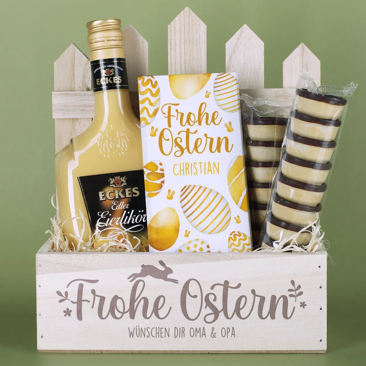 Geschenkset zu Ostern mit Eckes Eierlikör und Schokolade