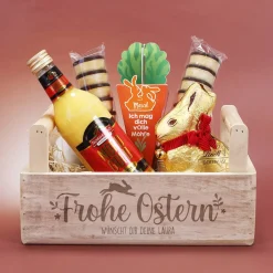Geschenkset zu Ostern mit Eierlikör, Lindt Hase und Möhre
