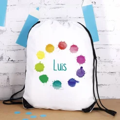 Geschenkset zur Einschulung mit buntem Motiv und Namensaufdruck