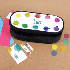 Geschenkset zur Einschulung mit buntem Motiv und Namensaufdruck