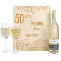Geschenkset zur Goldenen Hochzeit mit Maybach Weißwein