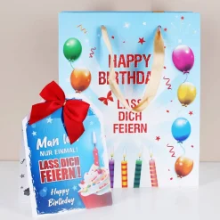 Geschenktasche zum Geburtstag inkl. Karte - Lass dich feiern