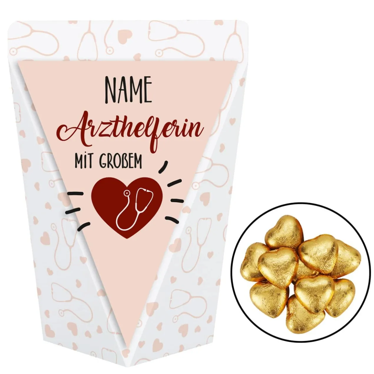 Geschenktüte für Arzthelferin - Dankeschön gefüllt mit Schokolade, Bonbons oder ohne Füllung