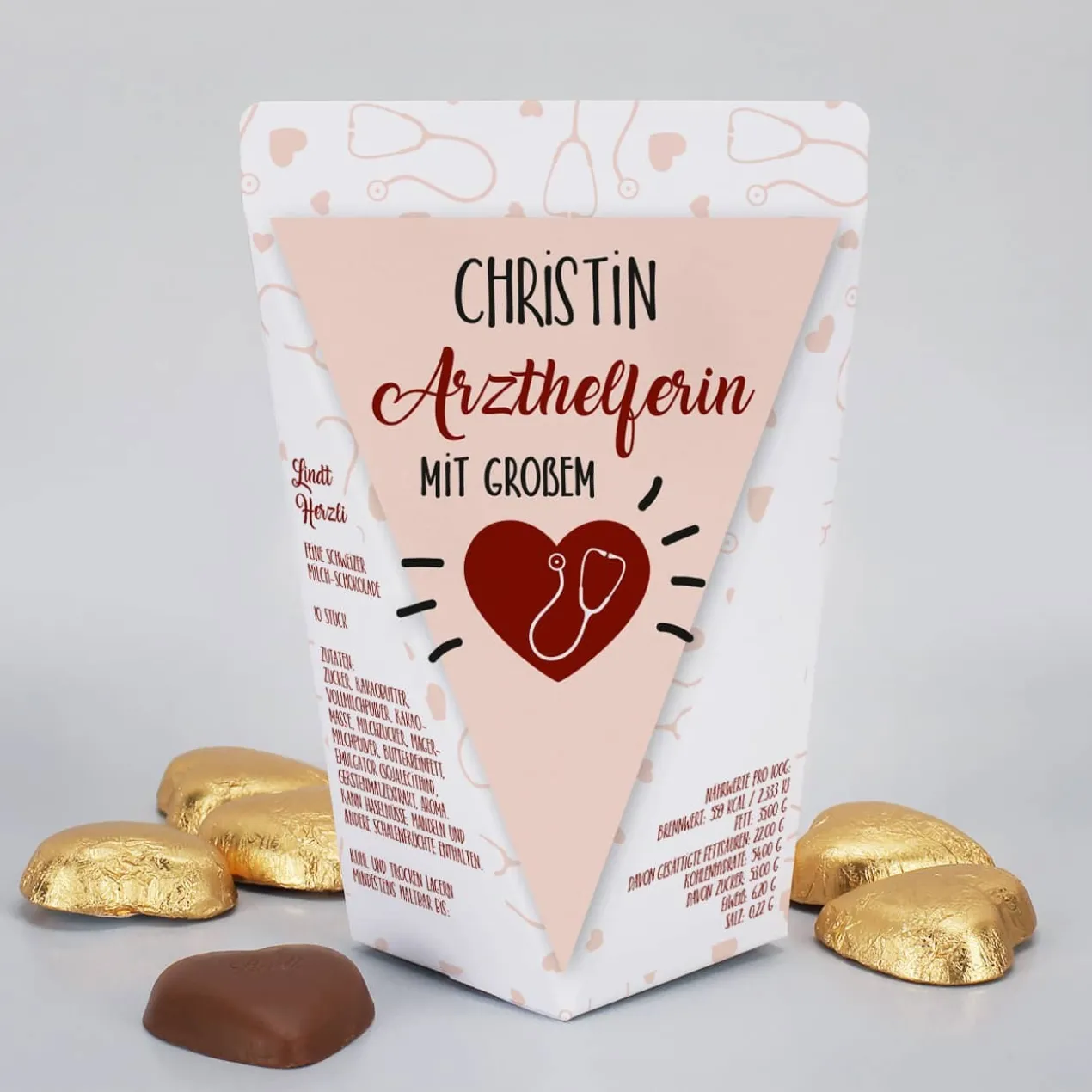 Geschenktüte für Arzthelferin - Dankeschön gefüllt mit Schokolade, Bonbons oder ohne Füllung