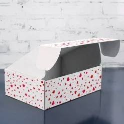 Geschenkverpackung in drei Größen mit Herzen und Wunschtext