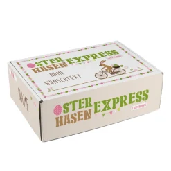 Geschenkverpackung vom Osterhasen-Express mit Ihrem Namen und Wunschtext