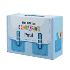 Geschenkverpackung zur Einschulung personalisiert mit Name | Schulranzen Design