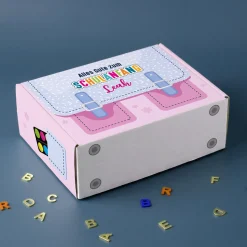Geschenkverpackung zur Einschulung personalisiert mit Name | Schulranzen Design