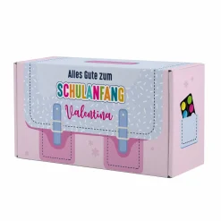 Geschenkverpackung zur Einschulung personalisiert mit Name | Schulranzen Design