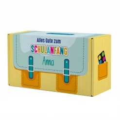 Geschenkverpackung zur Einschulung personalisiert mit Name | Schulranzen Design
