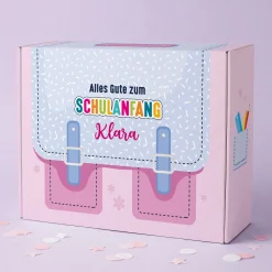 Geschenkverpackung zur Einschulung personalisiert mit Name | Schulranzen Design