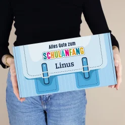 Geschenkverpackung zur Einschulung personalisiert mit Name | Schulranzen Design