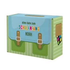 Geschenkverpackung zur Einschulung personalisiert mit Name | Schulranzen Design