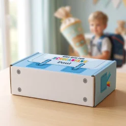 Geschenkverpackung zur Einschulung personalisiert mit Name | Schulranzen Design