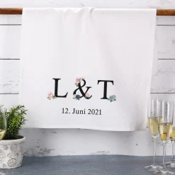 Geschirrtuch zur Hochzeit mit Vintage Rosen