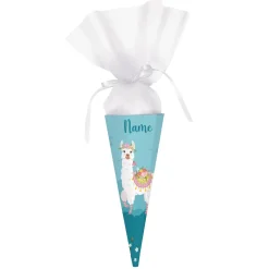Geschwister-Schultüte mit Lama, Blumen und Name