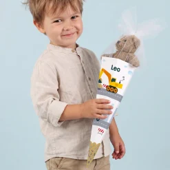 Geschwistertüte für Jungen mit Bagger und Wunschname