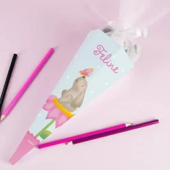 Geschwistertüte mit Häschenmotiv und Name