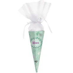 Geschwistertüte mit Ranken, Blumen und Name