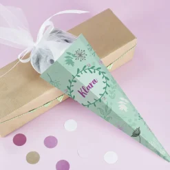 Geschwistertüte mit Ranken, Blumen und Name