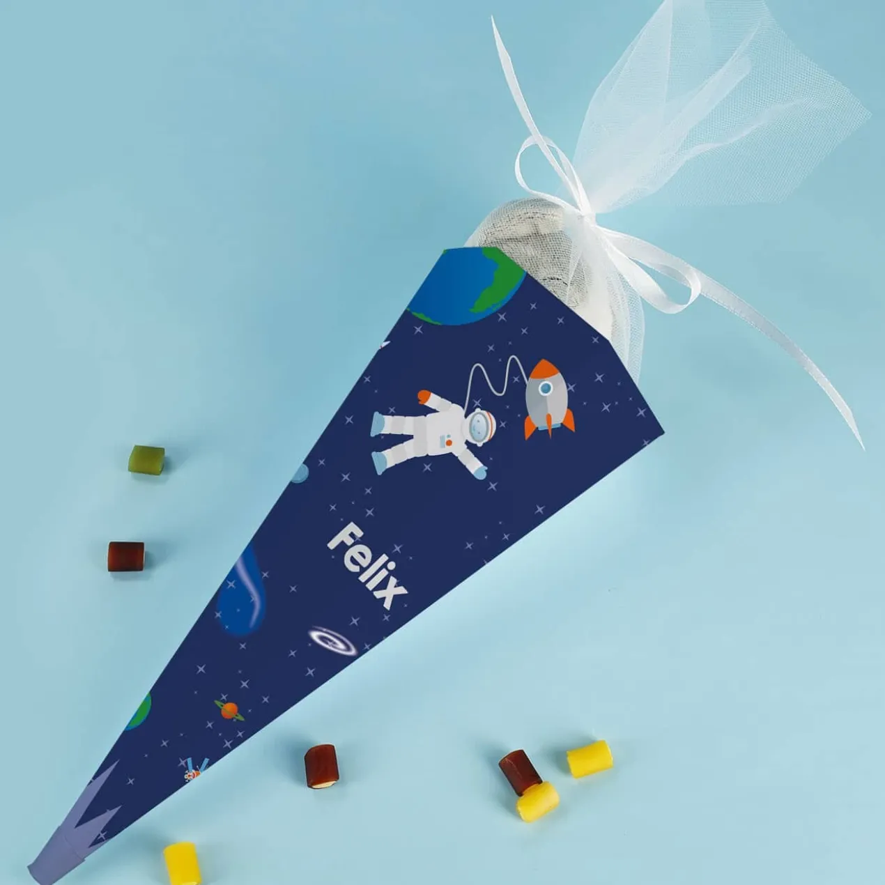 Geschwisterzuckertüte mit Astronaut