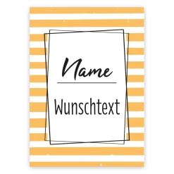 Gestreifte Postkarte mit Name und Wunschtext bedruckt