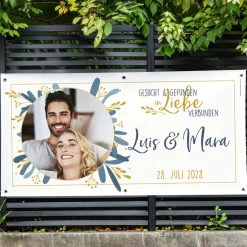 Gesucht & Gefunden - Hochzeitsbanner mit Foto, Namen und Datum