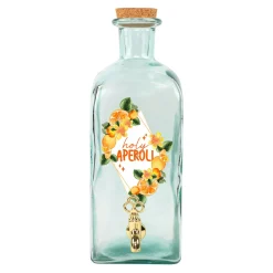 Getränkespender aus Glas mit Zapfhahn und Holy Aperoli Motiv für Cocktails, Grillen & Garten Party