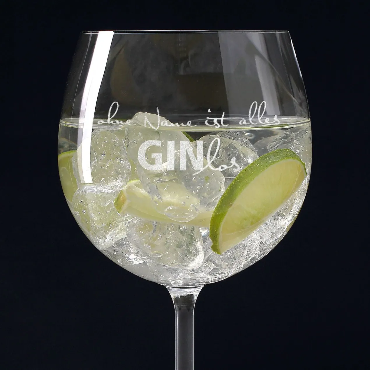 Gin-Glas mit Gravur ohne dich ist alles GINlos mit Wunschname