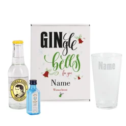 GINgle bells - Geschenkset zu Weihnachten mit Gin, Tonic und graviertem Glas