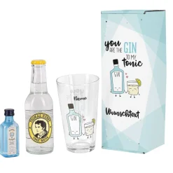 Gin Tonic Geschenkset mit Glas, Mini Bombay und Thomas Henry Tonic
