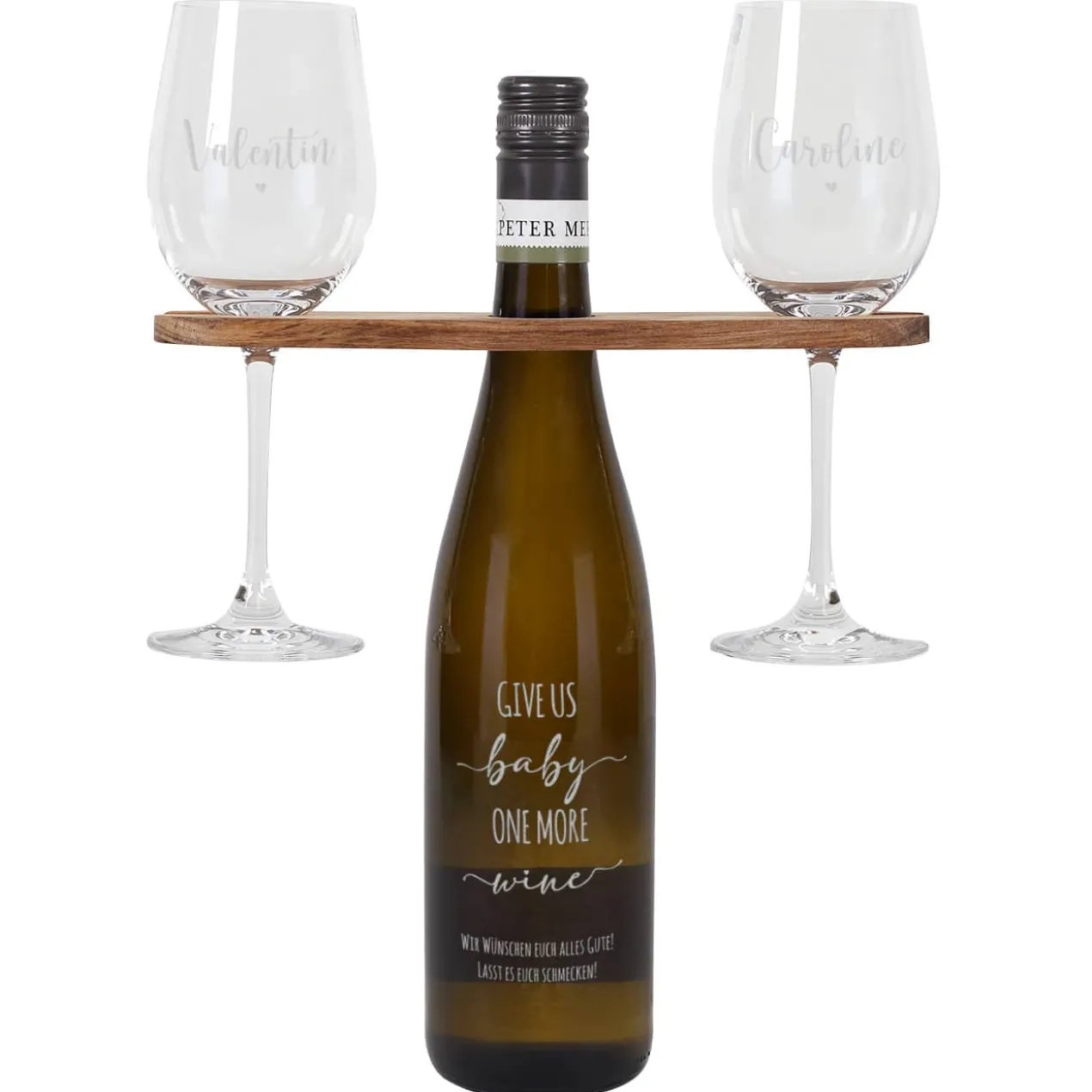 Give us Baby one more wine - personalisiertes Weinset mit Gravur