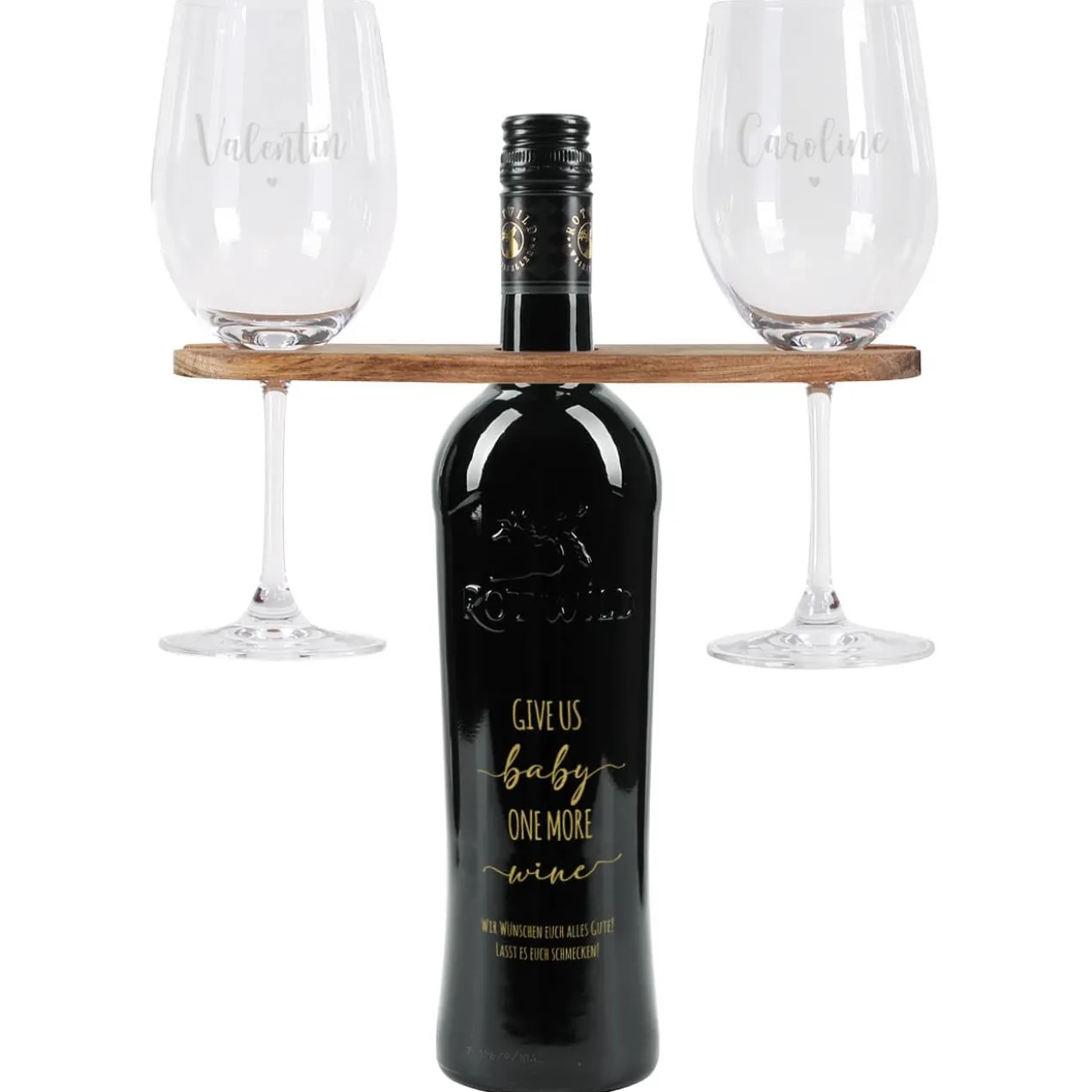 Give us Baby one more wine - personalisiertes Weinset mit Gravur