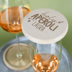 Glasabdeckung aus Holz - Holy Aperoli - mit Namensgravur