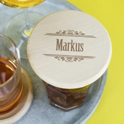 Glasabdeckung aus Holz mit individueller Namensgravur