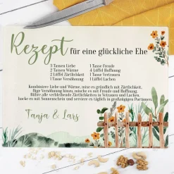 Glasbrettchen - Rezept für eine glückliche Ehe - in zwei Größen