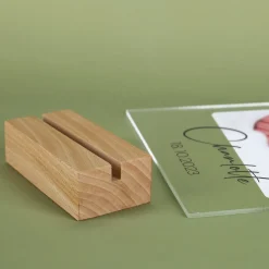 Glasfoto mit Holzsockel - mit Foto und Wunschtexten bedruckt