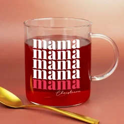 Glastasse für Mama personalisiert mit Wunschtext | Teeglas als Geschenk zum Muttertag