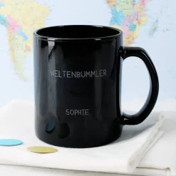 Glastasse mit Magic Effekt und Gravur - Weltenbummler