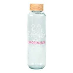 Glas Trinkflasche Sportmaus mit Name personalisiert | 600 ml Flasche als Sport Geschenk für Frauen